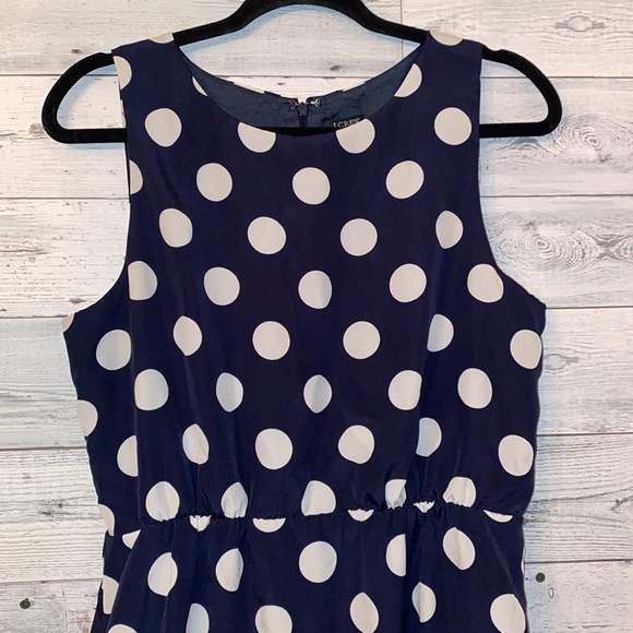 J Crew Navy and White Polka Dot Dress Size 10 - Picture 5 of 11